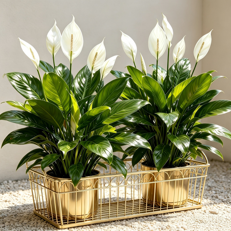 Peace Lily White - ต้นไม้ประดิษฐ์ลายลิลลี่สีขาวขนาดใหญ่ ดอกสีขาว ใบเขียว ดูแลง่าย เหมาะสำหรับตกแต่งภายในและภายนอกบ้าน โรงแรม