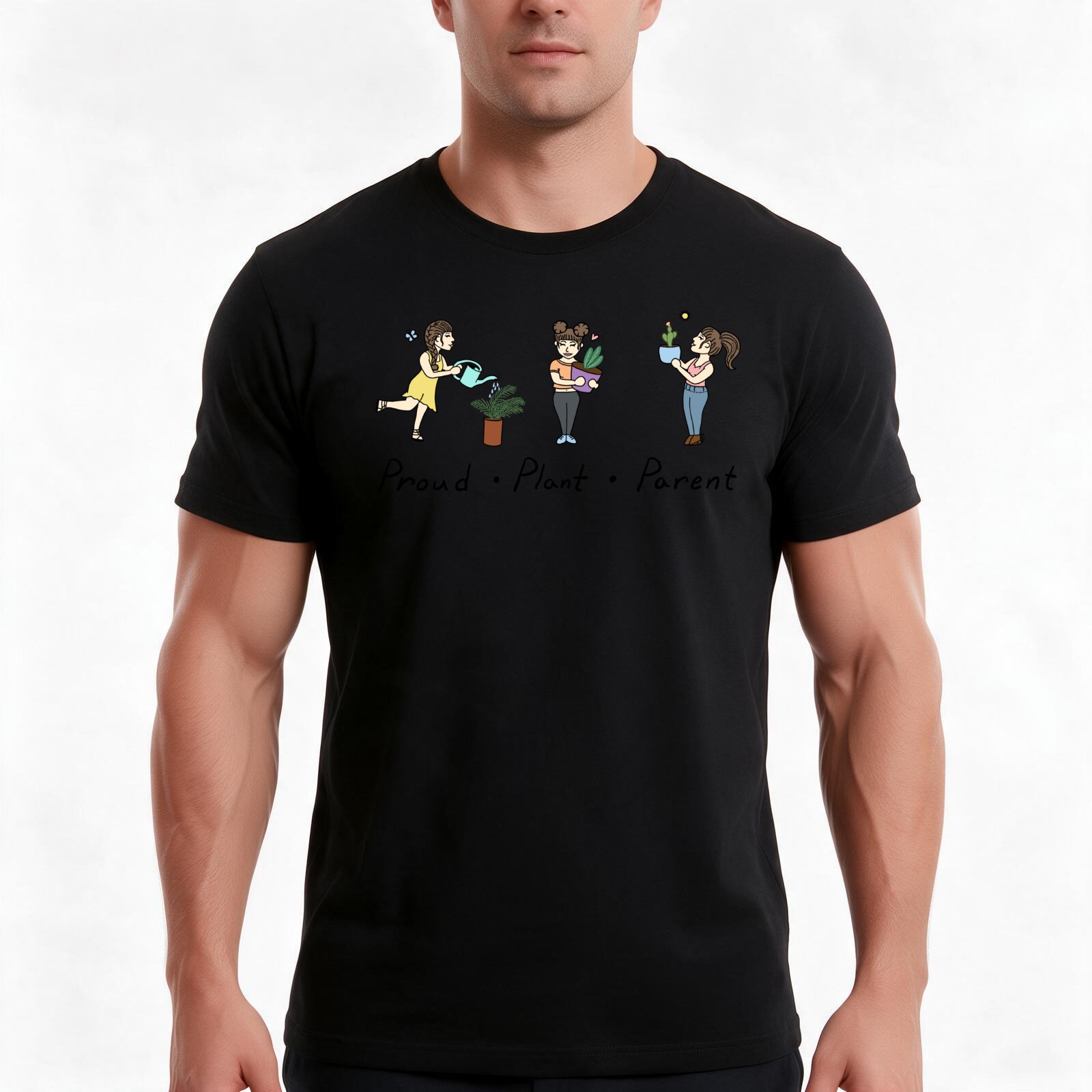 Plant Parenthood - พ่อแม่ต้นไม้ที่ภาคภูมิใจ - เสื้อยืดลายการ์ตูนพ่อแม่ต้นไม้ - เสื้อยืดผ้าฝ้ายลำลองสำหรับฤดูร้อน -
