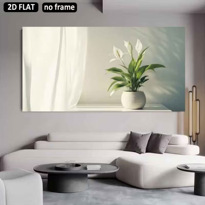ภาพพิมพ์บนผ้าใบขนาดใหญ่ 2 มิติ - Peace Lily White บทวิจารณ์และราคา