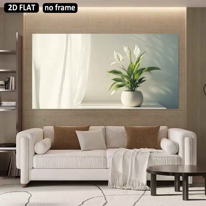 ภาพพิมพ์บนผ้าใบขนาดใหญ่ 2 มิติ - Peace Lily White บทวิจารณ์และราคา